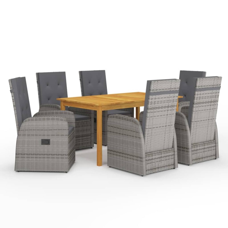 vidaXL Juego de comedor para jardín de 7 piezas gris vidaXL Juego de comedor para jardín de 7 piezas gris