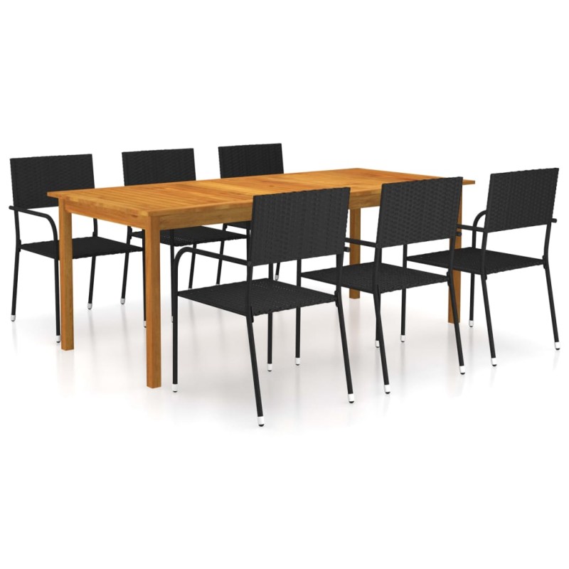 vidaXL Juego de comedor para jardín de 7 piezas negro vidaXL Juego de comedor para jardín de 7 piezas negro