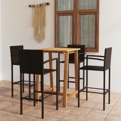 vidaXL Conjunto de bar para jardín 5 piezas marrón