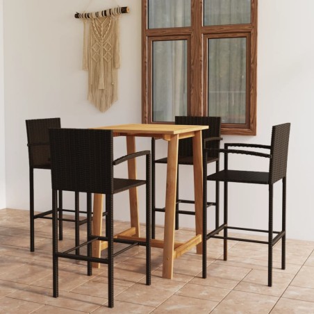 vidaXL Conjunto de bar para jardín 5 piezas marrón