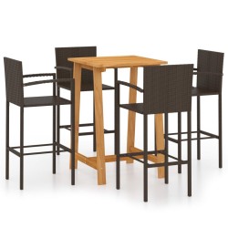 vidaXL Conjunto de bar para jardín 5 piezas marrón