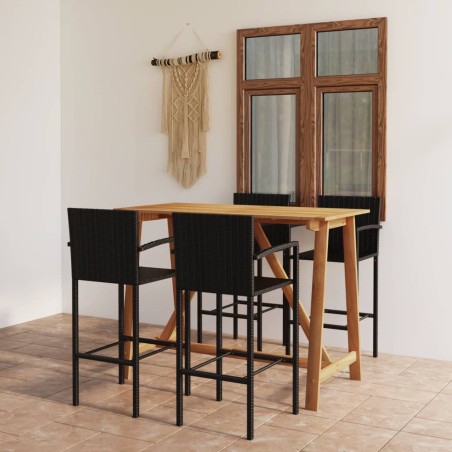 vidaXL Conjunto de bar para jardín 5 piezas negro
