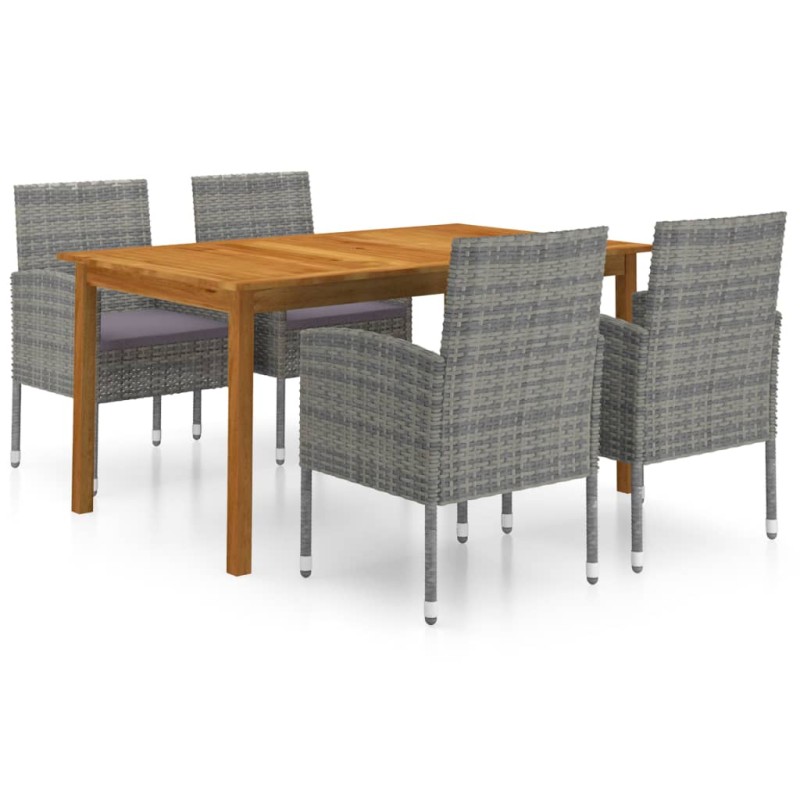 vidaXL Juego de comedor para jardín de 5 piezas gris vidaXL Juego de comedor para jardín de 5 piezas gris