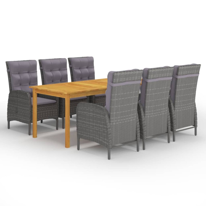 vidaXL Juego de comedor de jardín de 7 piezas gris vidaXL Juego de comedor de jardín de 7 piezas gris