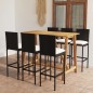 vidaXL Conjunto de bar para jardín 7 piezas con cojines negro vidaXL Conjunto de bar para jardín 7 piezas con cojines negro