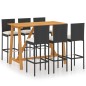 vidaXL Conjunto de bar para jardín 7 piezas con cojines negro vidaXL Conjunto de bar para jardín 7 piezas con cojines negro