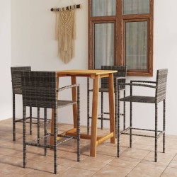 vidaXL Conjunto de bar para jardín 5 piezas gris