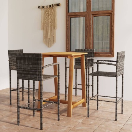 vidaXL Conjunto de bar para jardín 5 piezas gris
