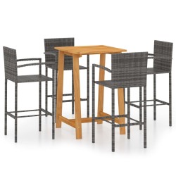 vidaXL Conjunto de bar para jardín 5 piezas gris