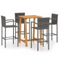 vidaXL Conjunto de bar para jardín 5 piezas gris vidaXL Conjunto de bar para jardín 5 piezas gris
