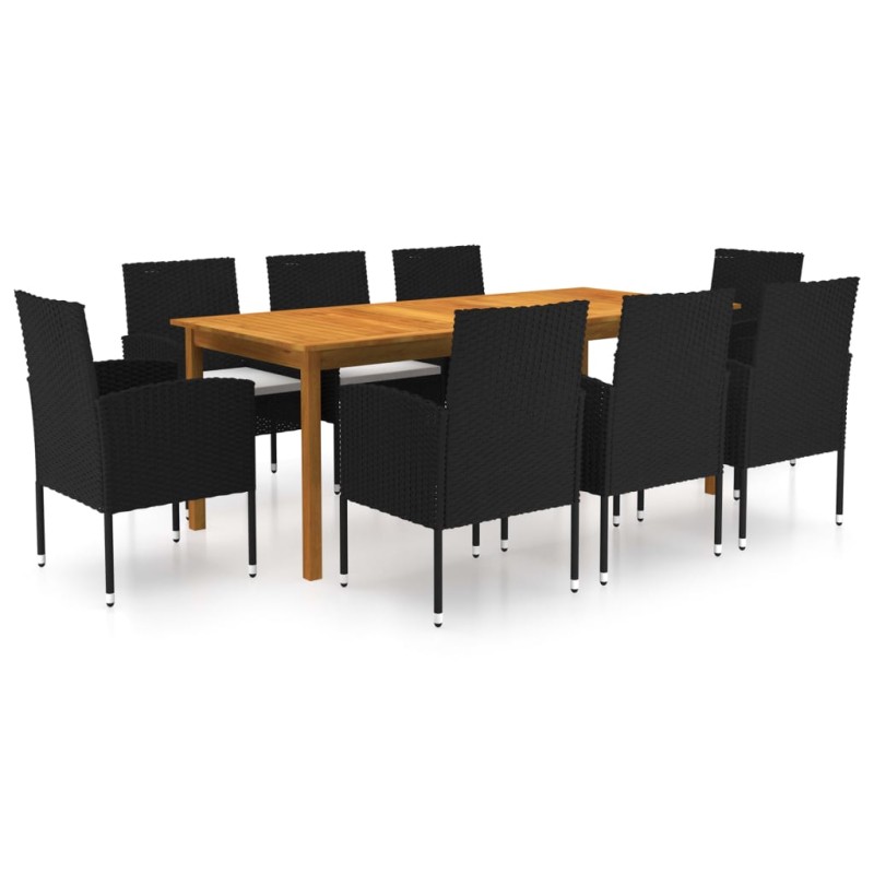 vidaXL Juego de comedor de jardín de 9 piezas negro vidaXL Juego de comedor de jardín de 9 piezas negro