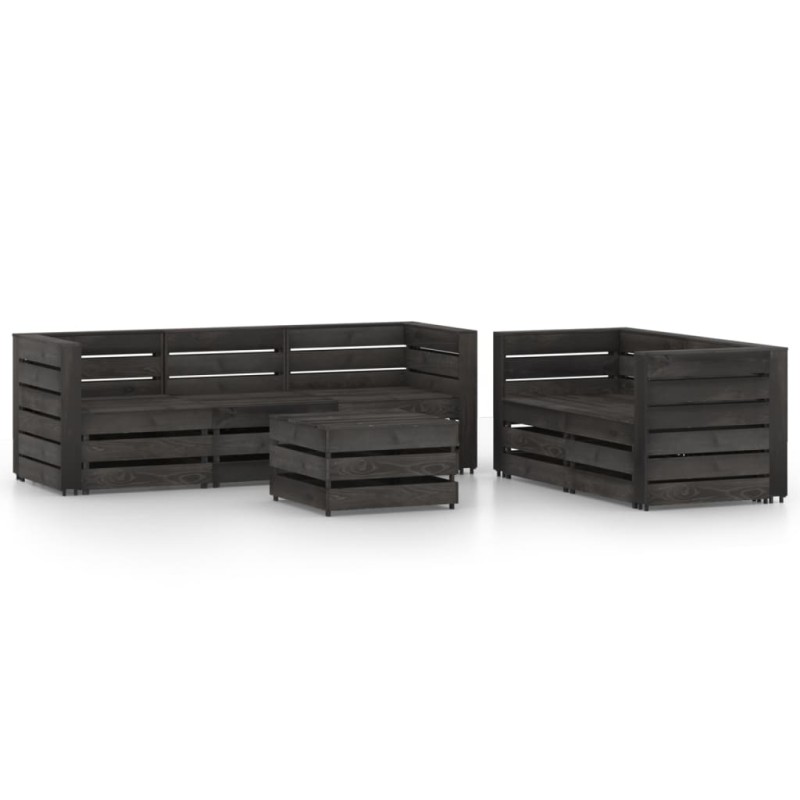 vidaXL Set de muebles de jardín 6 pzas madera de pino impregnada gris