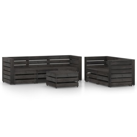 vidaXL Set de muebles de jardín 6 pzas madera de pino impregnada gris