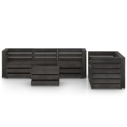 vidaXL Set de muebles de jardín 6 pzas madera de pino impregnada gris