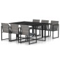 vidaXL Set de comedor de jardín 7 pzas y cojines ratán sintético gris vidaXL Set de comedor de jardín 7 pzas y cojines ratán sintético gris