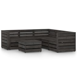 vidaXL Set de muebles de jardín 6 pzas madera de pino impregnada gris