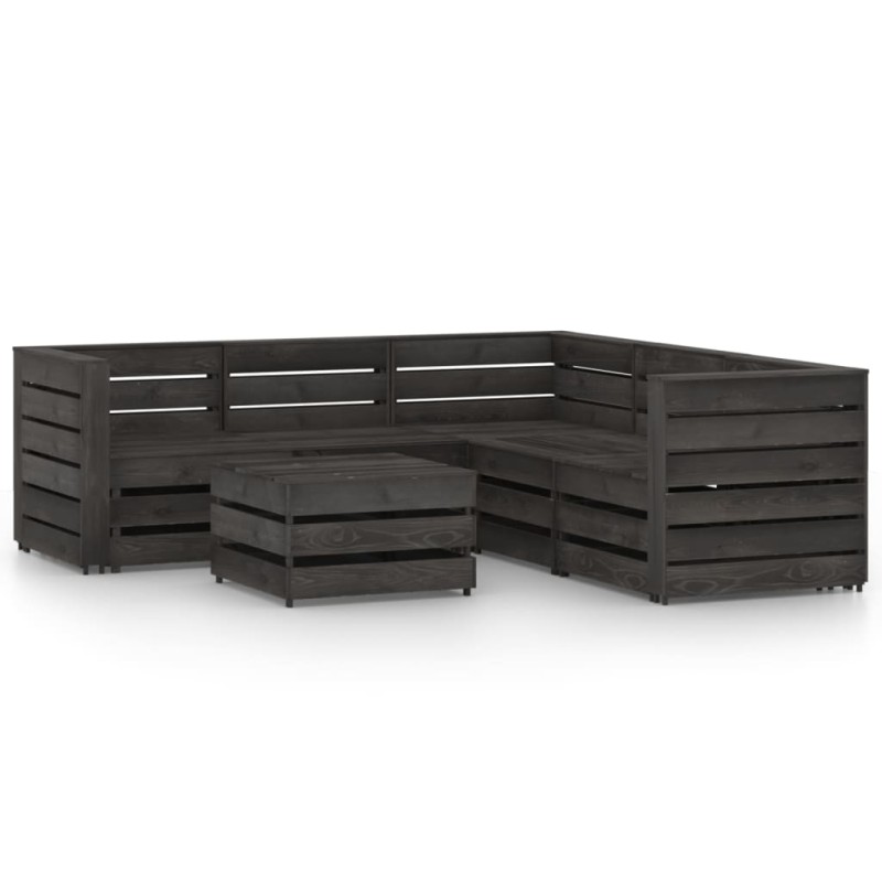 vidaXL Set de muebles de jardín 6 pzas madera de pino impregnada gris vidaXL Set de muebles de jardín 6 pzas madera de pino impregnada gris