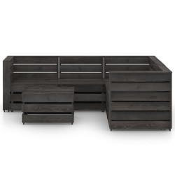 vidaXL Set de muebles de jardín 6 pzas madera de pino impregnada gris
