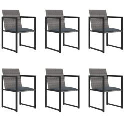 vidaXL Set de comedor de jardín 7 pzas y cojines ratán sintético gris