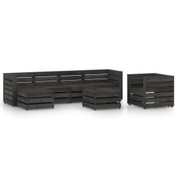vidaXL Set de muebles de jardín 7 pzas madera de pino impregnada gris