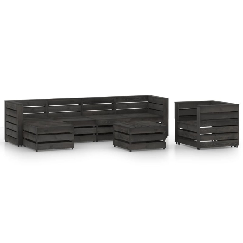 vidaXL Set de muebles de jardín 7 pzas madera de pino impregnada gris