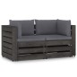 vidaXL Sofá de palets 2 plazas cojines gris madera de pino impregnada vidaXL Sofá de palets 2 plazas cojines gris madera de pino impregnada