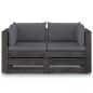 vidaXL Sofá de palets 2 plazas cojines gris madera de pino impregnada vidaXL Sofá de palets 2 plazas cojines gris madera de pino impregnada