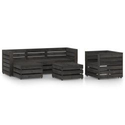 vidaXL Set de muebles de jardín 6 pzas madera de pino impregnada gris