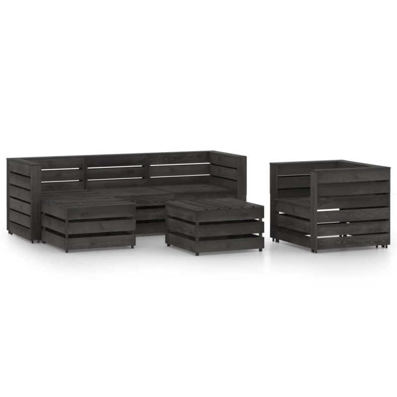 vidaXL Set de muebles de jardín 6 pzas madera de pino impregnada gris vidaXL Set de muebles de jardín 6 pzas madera de pino impregnada gris