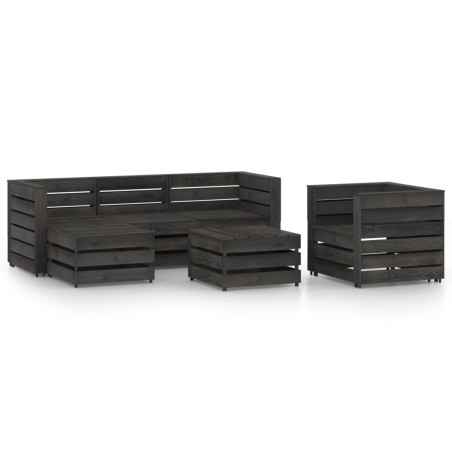 vidaXL Set de muebles de jardín 6 pzas madera de pino impregnada gris
