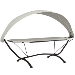vidaXL Tumbona de jardín con dosel de acero y tela oxford crema