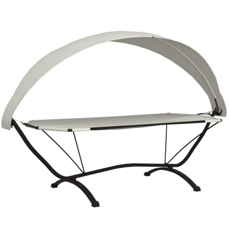 vidaXL Tumbona de jardín con dosel de acero y tela oxford crema