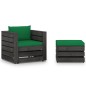 vidaXL Muebles de jardín 2 piezas con cojines madera impregnada gris vidaXL Muebles de jardín 2 piezas con cojines madera impregnada gris