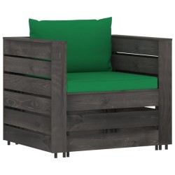 vidaXL Muebles de jardín 2 piezas con cojines madera impregnada gris