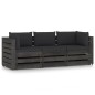 vidaXL Sofá de palets 3 plazas cojines gris madera de pino impregnada vidaXL Sofá de palets 3 plazas cojines gris madera de pino impregnada