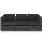 vidaXL Sofá de palets 3 plazas cojines gris madera de pino impregnada vidaXL Sofá de palets 3 plazas cojines gris madera de pino impregnada