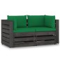 vidaXL Sofá de palets 2 plazas cojines gris madera de pino impregnada vidaXL Sofá de palets 2 plazas cojines gris madera de pino impregnada
