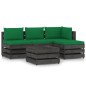 vidaXL Muebles de jardín 5 piezas con cojines madera impregnada gris vidaXL Muebles de jardín 5 piezas con cojines madera impregnada gris