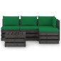 vidaXL Muebles de jardín 5 piezas con cojines madera impregnada gris vidaXL Muebles de jardín 5 piezas con cojines madera impregnada gris