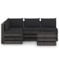 vidaXL Muebles de jardín 5 piezas con cojines madera impregnada gris vidaXL Muebles de jardín 5 piezas con cojines madera impregnada gris