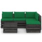 vidaXL Muebles de jardín 6 piezas con cojines madera impregnada gris