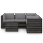 vidaXL Muebles de jardín 6 piezas con cojines madera impregnada gris