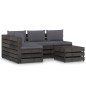 vidaXL Muebles de jardín 5 piezas con cojines madera impregnada gris vidaXL Muebles de jardín 5 piezas con cojines madera impregnada gris
