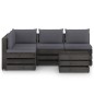 vidaXL Muebles de jardín 5 piezas con cojines madera impregnada gris vidaXL Muebles de jardín 5 piezas con cojines madera impregnada gris