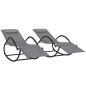 vidaXL Tumbonas mecedoras 2 uds acero y textilene gris vidaXL Tumbonas mecedoras 2 uds acero y textilene gris