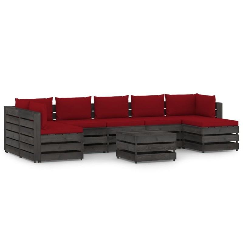 vidaXL Muebles de jardín 8 piezas con cojines madera impregnada gris vidaXL Muebles de jardín 8 piezas con cojines madera impregnada gris
