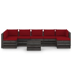 vidaXL Muebles de jardín 8 piezas con cojines madera impregnada gris