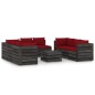 vidaXL Muebles de jardín 9 piezas con cojines madera impregnada gris vidaXL Muebles de jardín 9 piezas con cojines madera impregnada gris