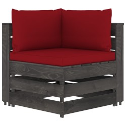 vidaXL Muebles de jardín 9 piezas con cojines madera impregnada gris