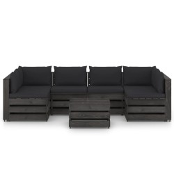 vidaXL Muebles de jardín 7 piezas con cojines madera impregnada gris